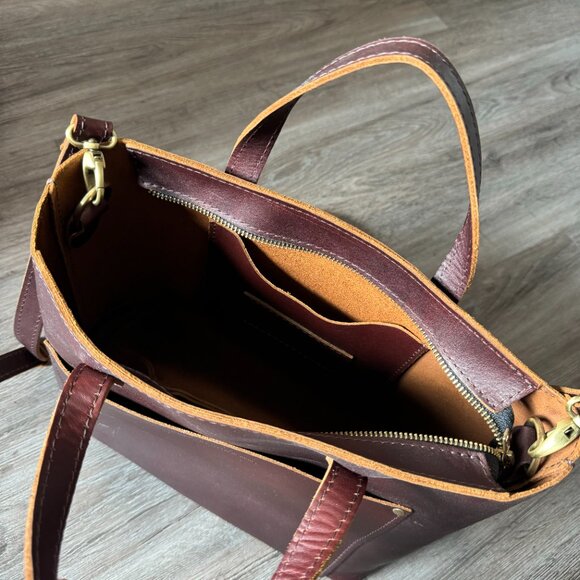Portland Leather Goods (PLG) Medium Crossbody Zipper Tote in Cognac - Picture 8 of 14